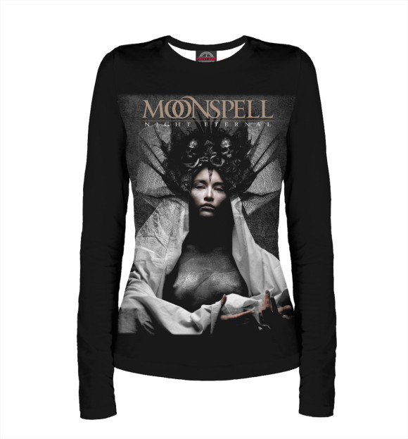Женский лонгслив с притом Moonspell цвета Белый Женский лонгслив с изображением Moonspell цвета Белый
