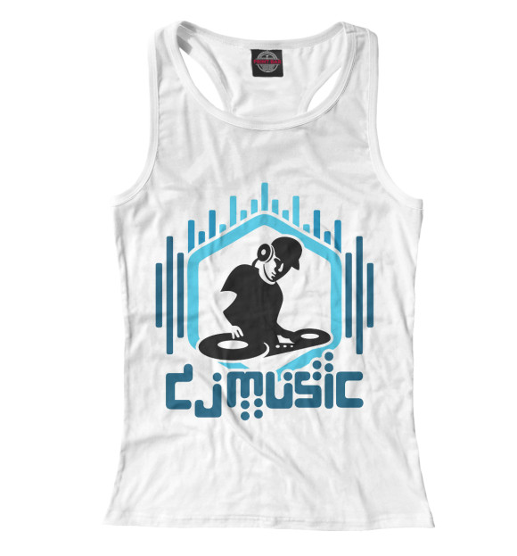 Женская майка-борцовка с изображением DJ music цвета Белый