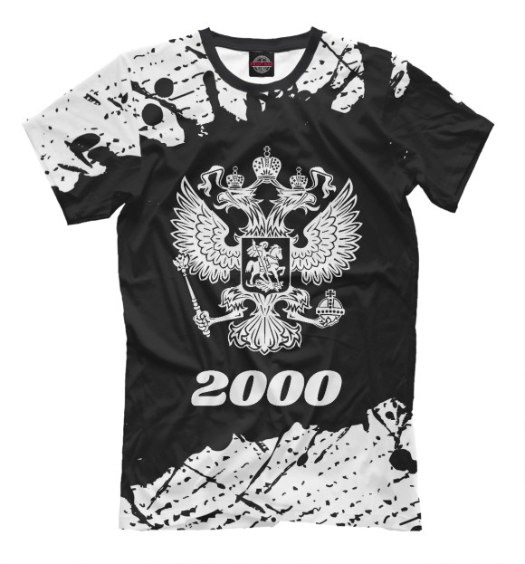 Мужская футболка с изображением 2000 Герб РФ цвета Белый
