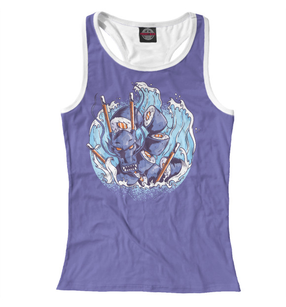 Женская майка-борцовка с изображением Суши дракон цвета Белый