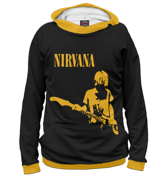 Мужское худи с изображением Nirvana цвета Белый