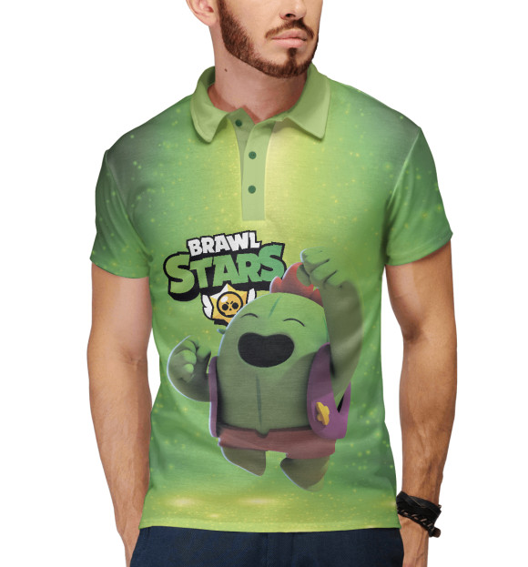 Мужское поло с изображением Brawn Stars Spike цвета Белый
