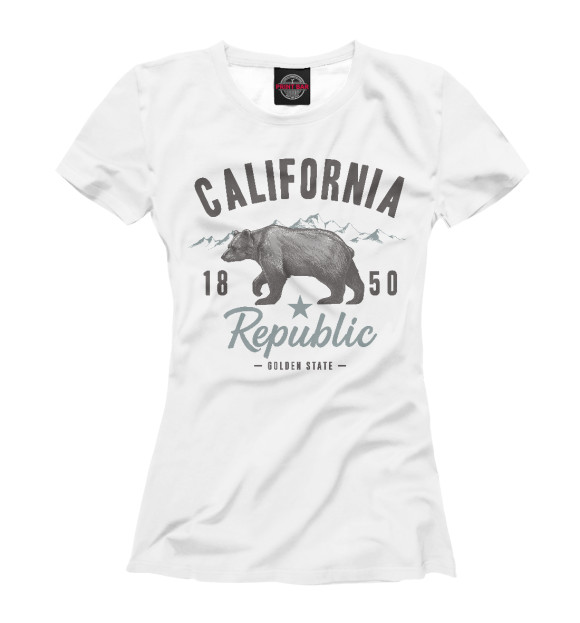 Женская футболка с изображением California цвета Белый