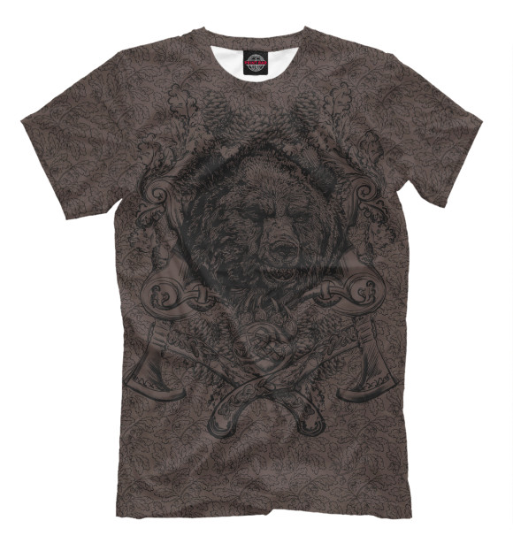 Мужская футболка с изображением Медведь и топоры цвета Белый