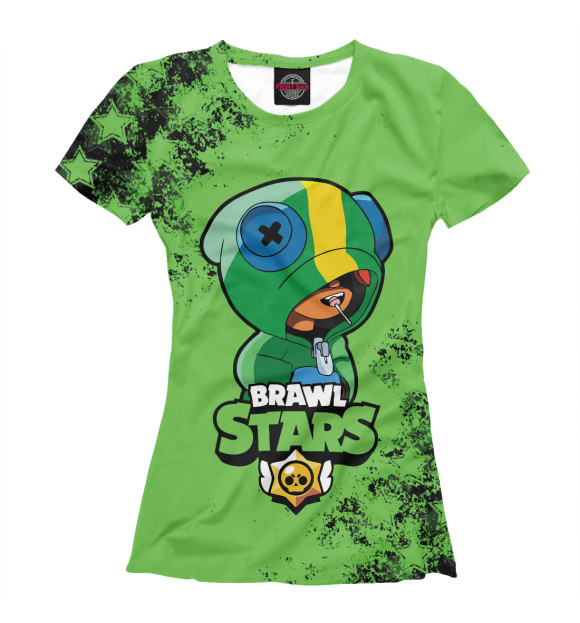 Женская футболка с изображением Brawl Stars LEON цвета Белый