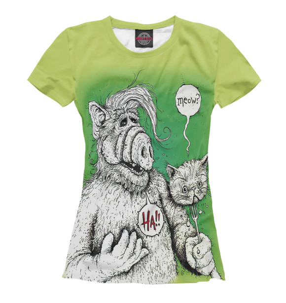 Женская футболка с изображением Alf цвета Белый