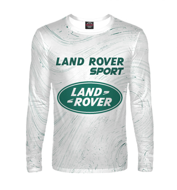 Мужской лонгслив с изображением Land Rover | Sport + Разводы цвета Белый