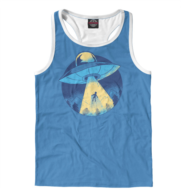 Мужская майка-борцовка с изображением Alien abduction цвета Белый