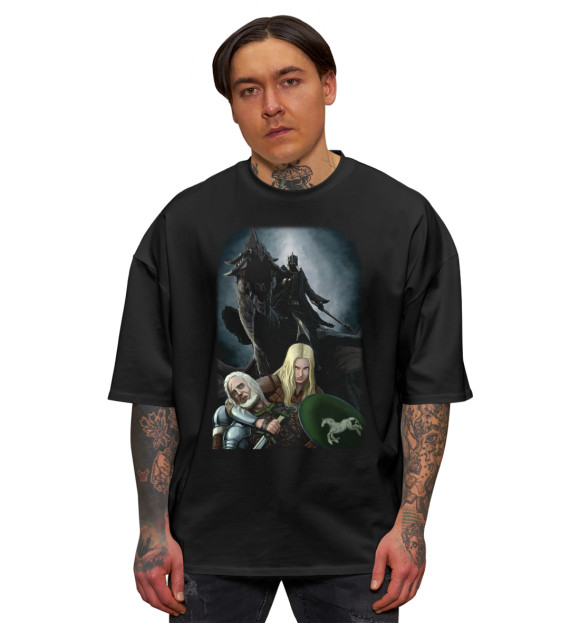 Мужская футболка оверсайз с изображением Назгул догнал цвета Черный