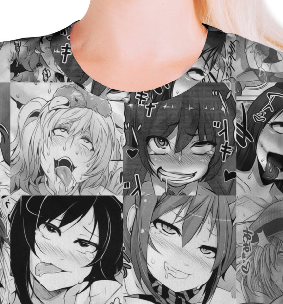Женская футболка с изображением Ahegao цвета Белый