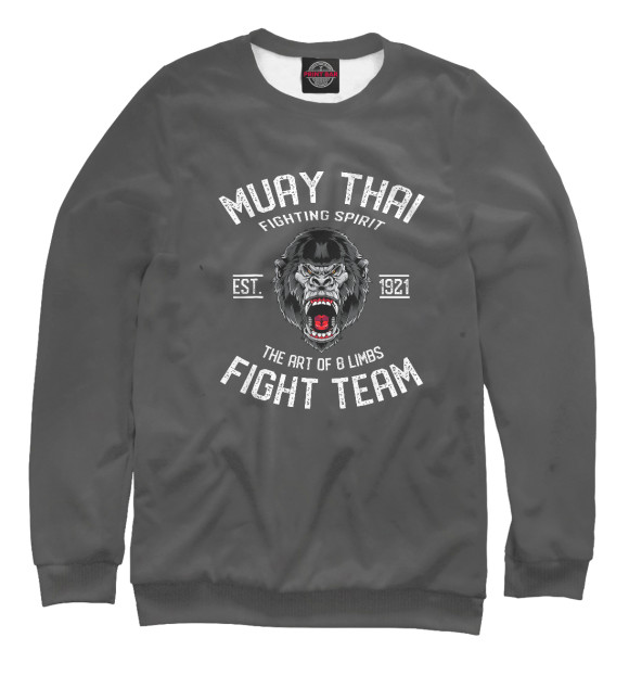 Свитшот для девочек с изображением Muay Thai Fight Gorilla цвета Белый