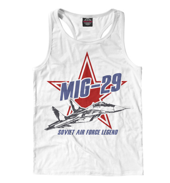 Мужская майка-борцовка с изображением Миг-29 цвета Белый