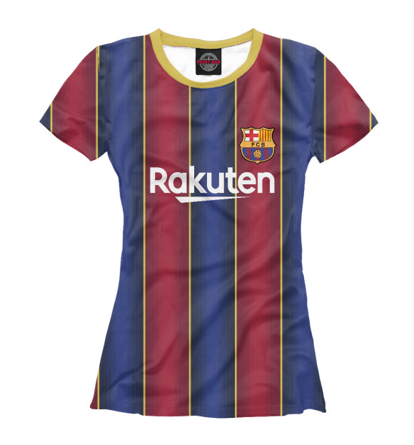 Женская футболка с изображением Barcelona 2020/2021 Home цвета Белый