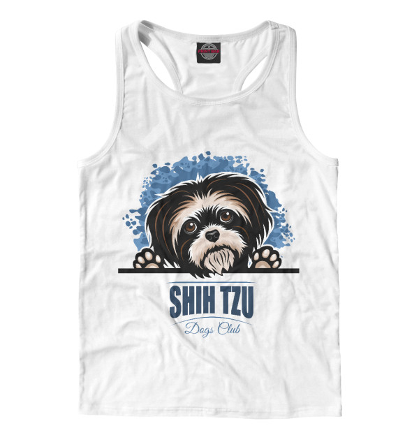 Мужская майка-борцовка с изображением Ши-тцу цвета Белый