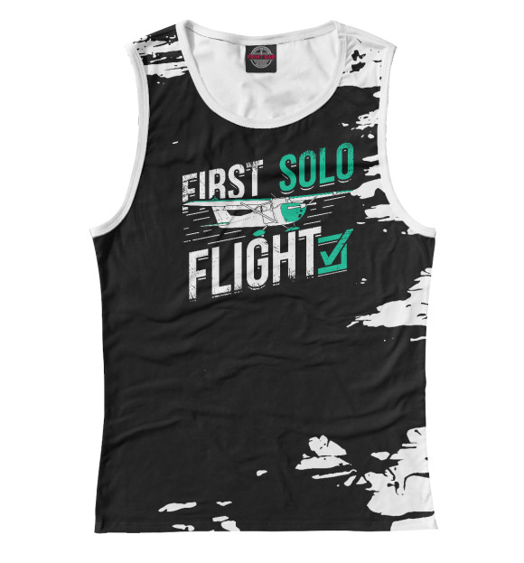 Женская майка с изображением First Solo Flight Pilot цвета Белый