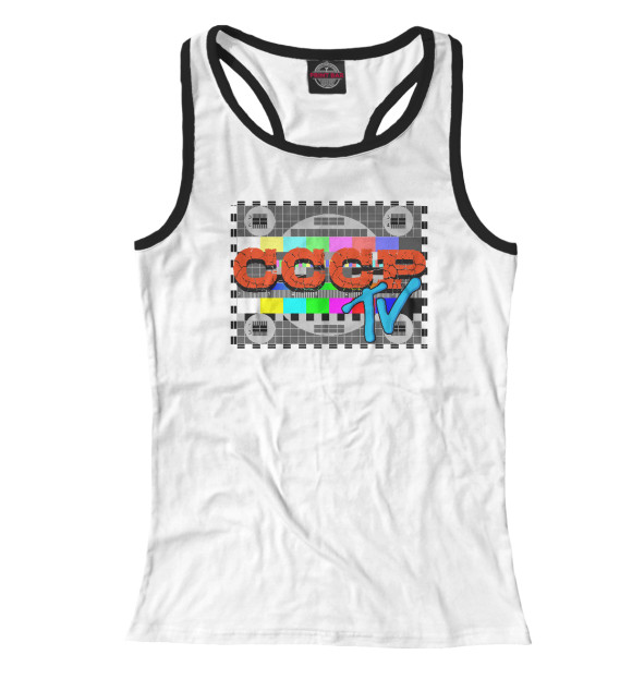 Женская майка-борцовка с изображением СССР TV цвета Белый