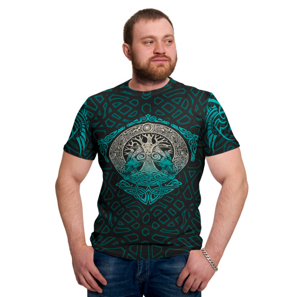 Мужская футболка с изображением Вороны Одина цвета Белый