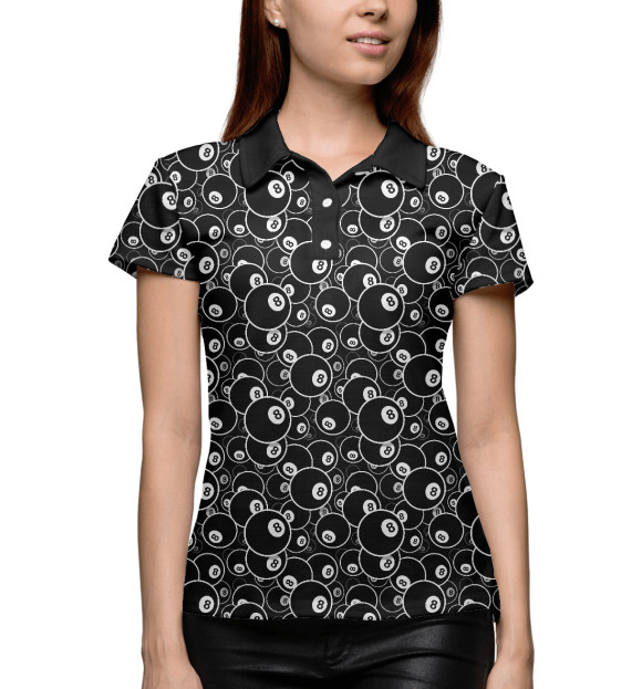 Женское поло с притом Шары для Бильярда цвета Белый Женское поло с изображением Шары для Бильярда цвета Белый