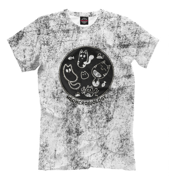 Мужская футболка с изображением Meowcrobiology Microbiology цвета Белый