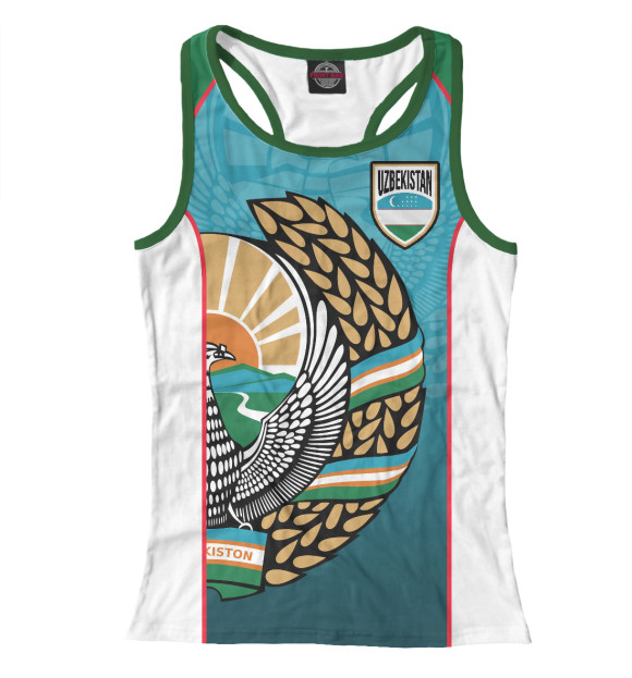 Женская майка-борцовка с изображением Узбекистан цвета Белый