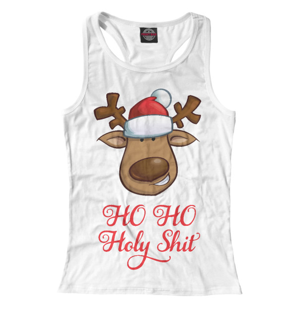 Женская майка-борцовка с изображением Олень Рудольф цвета Белый