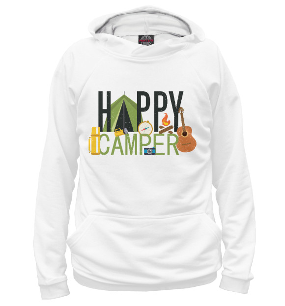 Худи для мальчика с изображением Happy camper цвета Белый