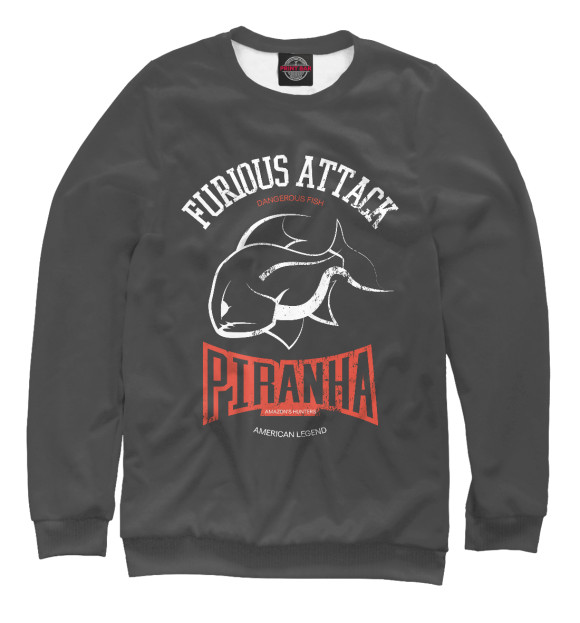 Женский свитшот с изображением Piranha цвета Белый