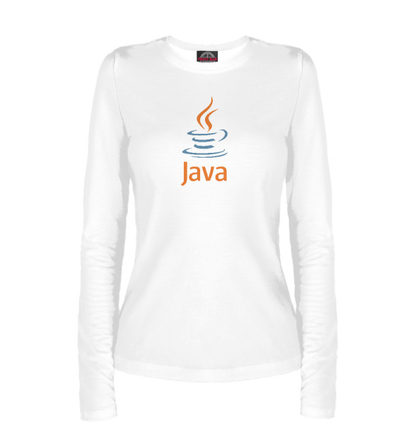 Женский лонгслив с изображением Java Logo цвета Белый