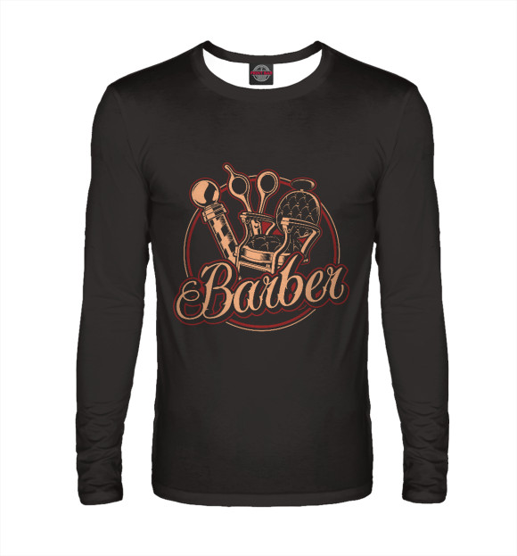 Мужской лонгслив с изображением Barber цвета Белый