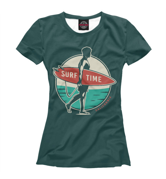 Женская футболка с изображением Время серфинга цвета Белый