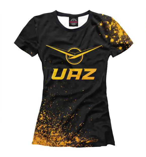 Футболка для девочек с изображением UAZ Gold Gradient цвета Белый