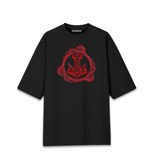 Женская футболка оверсайз с изображением Символ Тора цвета Черный
