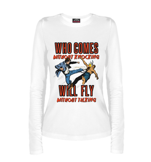 Женский лонгслив с изображением KNOCKOUT цвета Белый