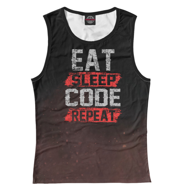 Майка для девочки с изображением Eat sleep code repeat цвета Белый