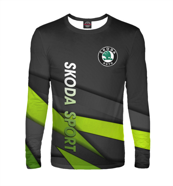 Мужской лонгслив с изображением Skoda | Шкода цвета Белый