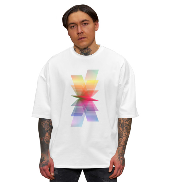 Мужская футболка оверсайз с изображением Abstraction цвета Белый
