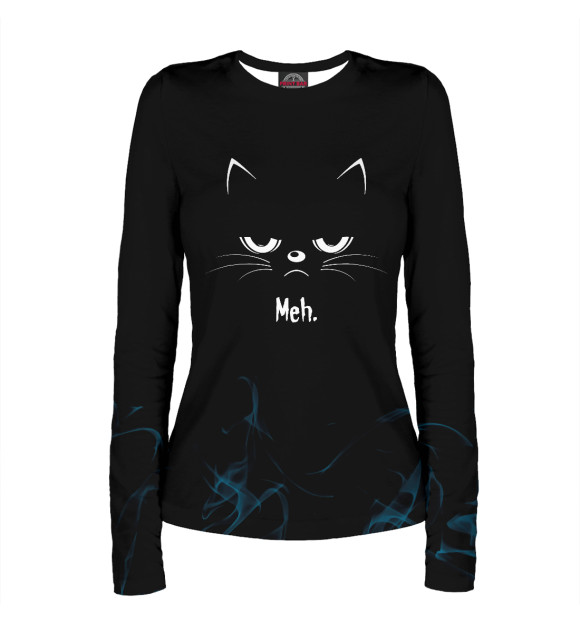 Женский лонгслив с изображением Sarcastic Angry Cat MEH цвета Белый