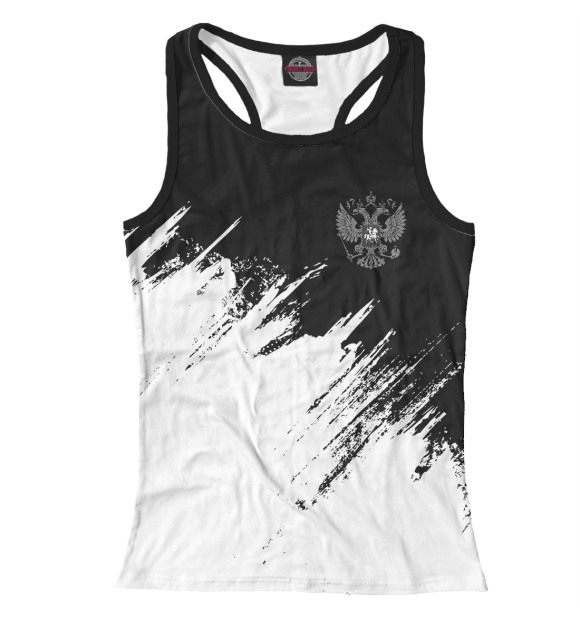 Женская майка-борцовка с изображением Герб РФ цвета Белый