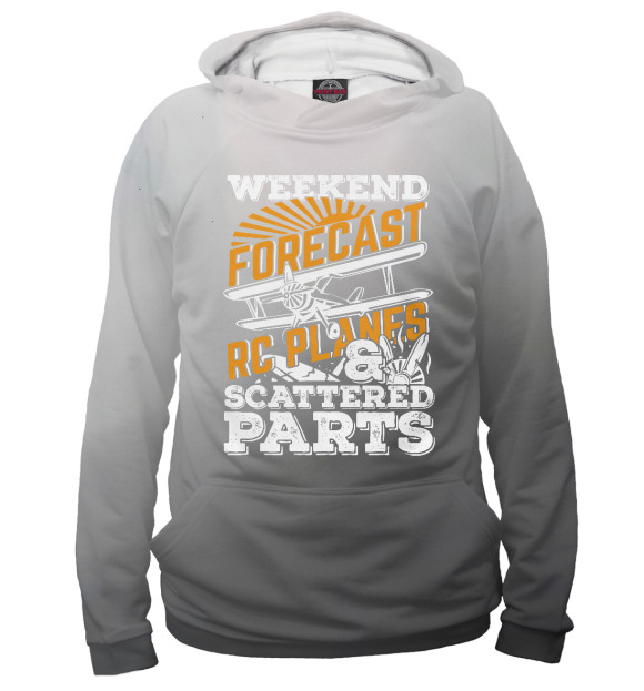 Женское худи с изображением Weekend Forecast RC Plane цвета Белый
