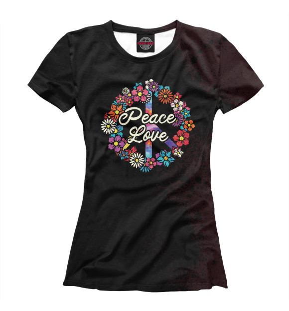 Футболка для девочек с изображением Floral Peace Love цвета Белый