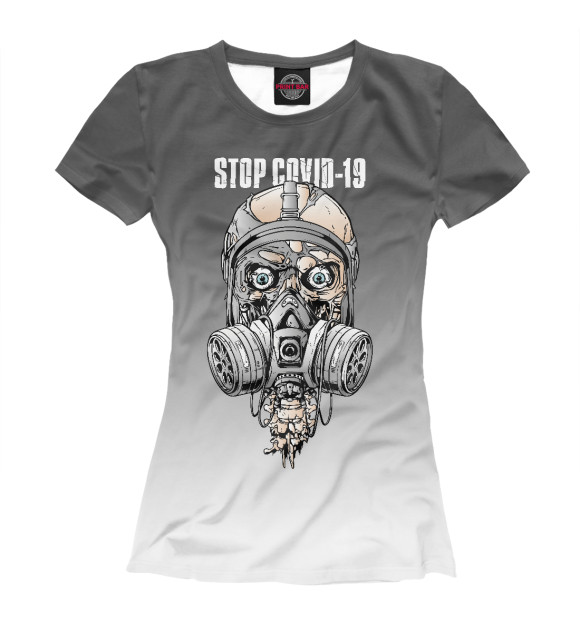 Футболка для девочек с изображением Stop Covid-19 цвета Белый