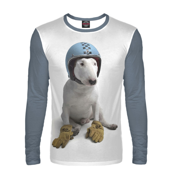 Мужской лонгслив с изображением Гонщик цвета Белый