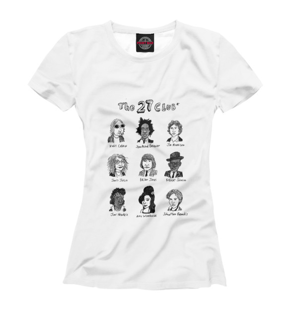 Женская футболка с изображением The 27 club цвета Белый