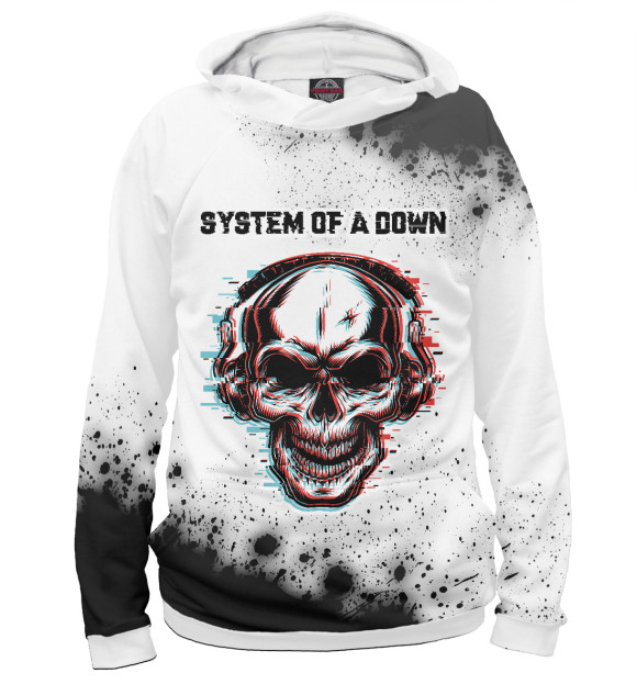 Мужское худи с изображением System of a Down | Череп цвета Белый