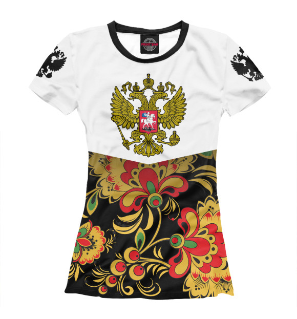 Женская футболка с изображением Россия цвета Белый
