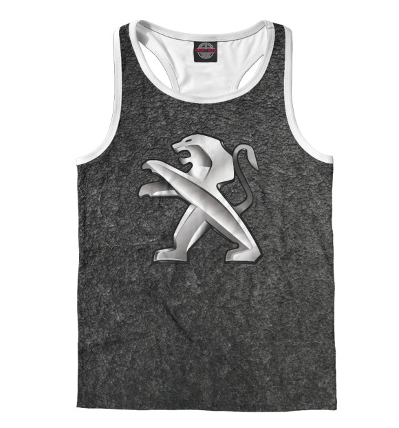 Мужская майка-борцовка с изображением Peugeot цвета Белый