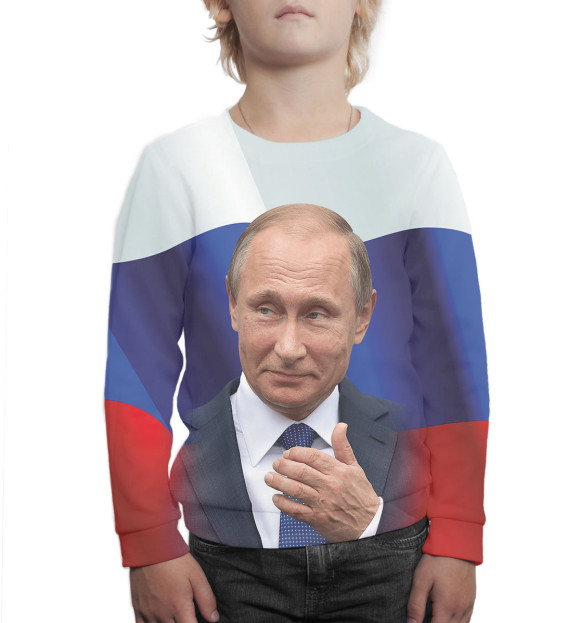 Свитшот для мальчиков с изображением Путин цвета Белый