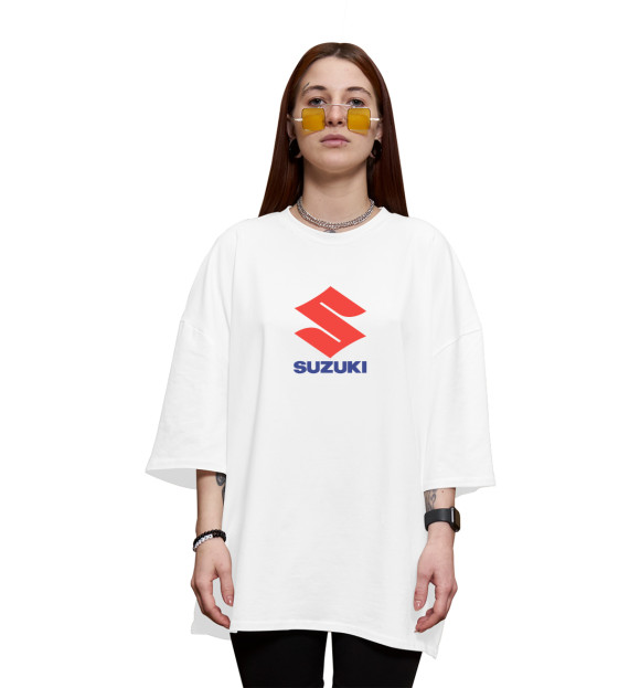 Женская футболка оверсайз с изображением Suzuki цвета Белый