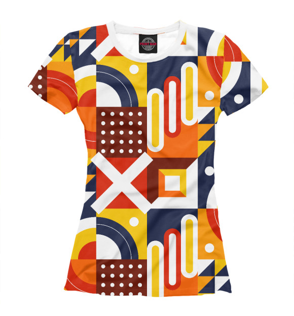 Футболка для девочек с изображением Pattern - blue and orange цвета Белый