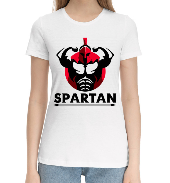 Женская хлопковая футболка с изображением Spartan цвета Белый